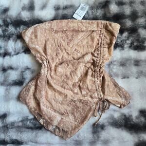 Madden Girl Off Shoulder Ruched Drawstring Top Women’s XL NWT Beige